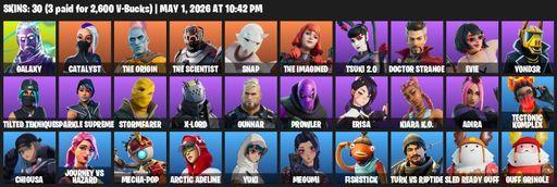 [PC/PSN/XBOX] | 30 skins | Galaxy | Catalyst | The Origin | The Scientist | Snap | The Imagined | Tsuki 2.0 | Doctor Strange | Evie | Y0ND3R | Full Access