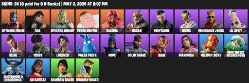[PC/PSN] | 24 skins | Optimus Prime | Era | Spectra Knight | Peter Griffin | Valeria | Oscar | Montague | Nisha | Vengeance Jones | Lil Split | Relik | Full Access