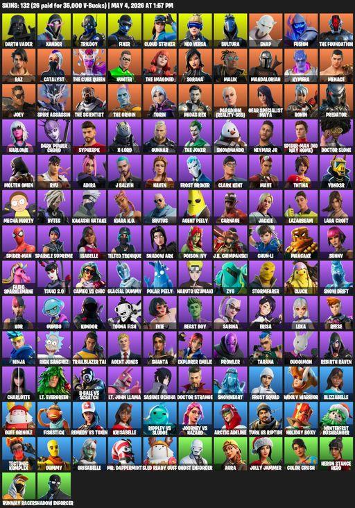 [PC/XBOX] | 132 skins | Merry Mint Axe | Lara Croft | Darth Vader | Xander | Trilogy | Fixer | Cloud Striker | Neo Versa | Sultura | Snap | Fusion | Full Access