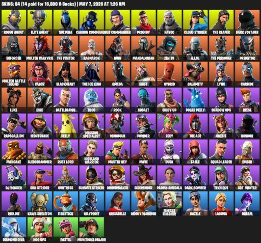 [PC/XBOX] | 84 skins | Take The L | The Reaper | Elite Agent | Omega | Rogue Agent | Sultura | Carbon Commando | Sub Commander | Prodigy | Havoc | Full Access