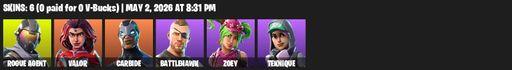 [PC/PSN/XBOX] | 6 skins | Rogue Agent | Valor | Carbide | Battlehawk | Zoey | Teknique | Gale Force | Positron | Cutting Edge | Lollipopper | Full Access