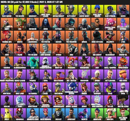 [PC/PSN/XBOX] | 90 skins | Take The L | OG STW | Royale Knight | The Reaper | Elite Agent | Blue Squire | Omega | Warpaint | Rose Team Leader | Full Access