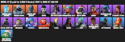 [PC/PSN/XBOX] | 21 skins | Frozen Love Ranger | Frozen Raven | Frozen Red Knight | Daigo | The Night Rose | Undercover Skye | Santa Dogg | Kendo | Full Access