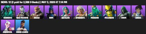 [PC/PSN] | 12 skins | Cerberus | War Machine | Oscar | Hope | Katalina | Aphrodite | Poseidon | Peelverine | Doom | Korra | Gwenpool | Chord Kahele | Full Access