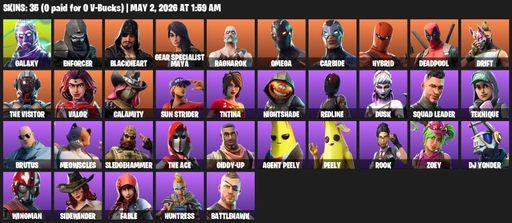 [PC/XBOX] | 35 skins | 1950 V-bucks | Galaxy | Omega | Enforcer | Blackheart | Gear Specialist Maya | Ragnarok | Carbide | Hybrid | Deadpool | Drift | Full Access