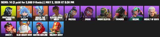 [PC/PSN] | 14 skins | Huntmaster Saber | Nezumi | Renzo the Destroyer | Slayer Juice WRLD | Massai | Imani | Doom Slayer | Thunder | Selene | Full Access