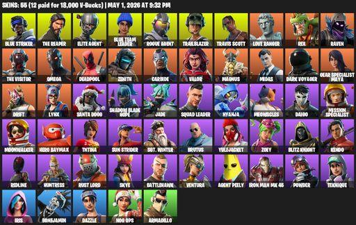[PC/XBOX] | 55 skins | Take The L | Travis Scott | The Reaper | Elite Agent | Omega | Blue Striker | Blue Team Leader | Rogue Agent | Trailblazer | Full Access