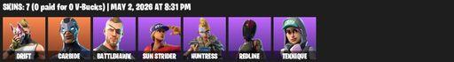 [PC/PSN/XBOX] | 7 skins | Drift | Carbide | Battlehawk | Sun Strider | Huntress | Redline | Teknique | Rift Edge | Positron | Gale Force | Lug Axe | Full Access