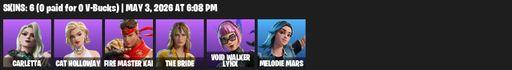 [PC/PSN/XBOX] | 6 skins | Carletta | Cat Holloway | FIRE Master Kai | The Bride | Void Walker Lynx | Melodie Mars | Void Walker's Claws | Forté Award | Full Access