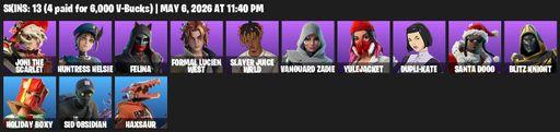 [PC/XBOX] | 13 skins | Joni the Scarlet | Huntress Helsie | Felina | Formal Lucien West | Slayer Juice WRLD | Vanguard Zadie | Yulejacket | Dupli-Kate | Full Access