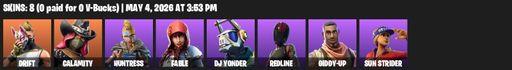 [PC/XBOX] | 8 skins | Drift | Calamity | Huntress | Fable | DJ Yonder | Redline | Giddy-up | Sun Strider | Reckoning | Rift Edge | Smash Up | Full Access