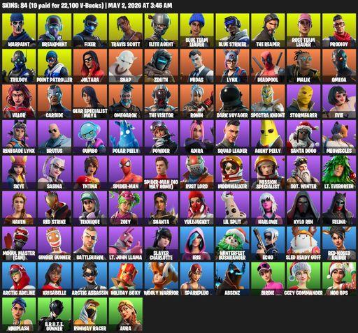 [PC/PSN/XBOX] | 84 skins | Take The L | OG STW | Travis Scott | The Reaper | Elite Agent | Omega | Warpaint | Breakpoint | Fixer | Blue Team Leader | Full Access
