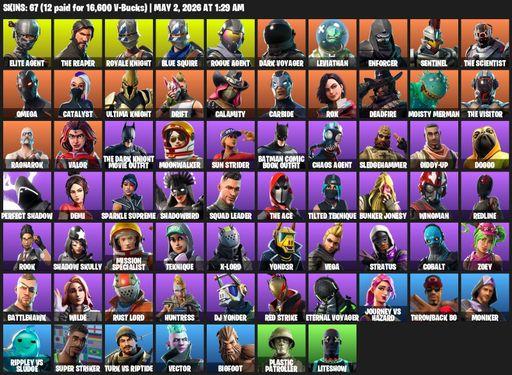 [PC/PSN/XBOX] | 67 skins | Take The L | Royale Knight | The Reaper | Elite Agent | Blue Squire | Omega | Rogue Agent | Dark Voyager | Leviathan | Full Access