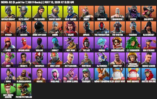 [PC/PSN/XBOX] | 52 skins | 1250 V-bucks | Take The L | Royale Knight | The Reaper | Elite Agent | Blue Squire | Omega | Rogue Agent | Drift | Enforcer | Full Access