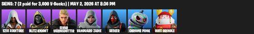 [PC/XBOX] | 7 skins | Ezio Auditore | Blitz Knight | Eivor Varinsdottir | Vanguard Zadie | Seeker | Chrome Punk | Guff Gringle | Dumbbell Driver | Full Access