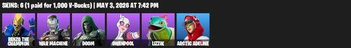 [PC/PSN/XBOX] | 6 skins | Renzo the Champion | War Machine | Doom | Gwenpool | Lizzik | Arctic Adeline | The Doomblade | Backup Blades | Sledgecracker | Full Access