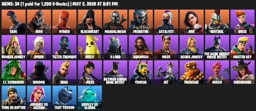 [PC/PSN/XBOX] | 34 skins | 700 V-bucks | Fade | Ruin | Hybrid | Blackheart | Mandalorian | Predator | Catalyst | Rox | Sentinel | Reese | Full Access
