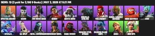 [PC] | 19 skins | Spectra Knight | Daigo | The Night Rose | Kendo | Santa Dogg | Godzilla Evolved | Yulejacket | Aerial Assault Bomber | Hero Baymax | Full Access