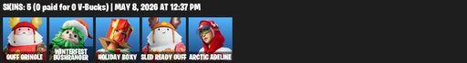 [PC/PSN/XBOX] | 5 skins | Guff Gringle | Winterfest Bushranger | Holiday Boxy | Sled Ready Guff | Arctic Adeline | Sledgecracker | Secret Scimitars | Full Access