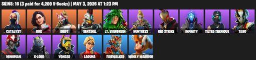[PC/PSN/XBOX] | 16 skins | Catalyst | Rox | Drift | Sentinel | Lt. Evergreen | Huntress | Red Strike | Infinity | Tilted Teknique | Taro | Wingman | Full Access