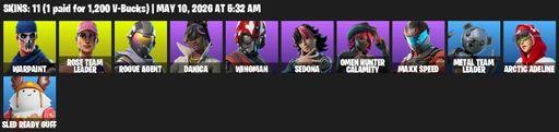 [PC/PSN/XBOX] | 11 skins | OG STW | Warpaint | Rose Team Leader | Rogue Agent | Danica | Wingman | Sedona | Omen Hunter Calamity | Maxx Speed | Full Access