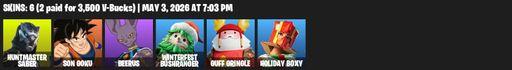 [PC/PSN] | 6 skins | Huntmaster Saber | Son Goku | Beerus | Winterfest Bushranger | Guff Gringle | Holiday Boxy | Dumbbell Driver | Full Access