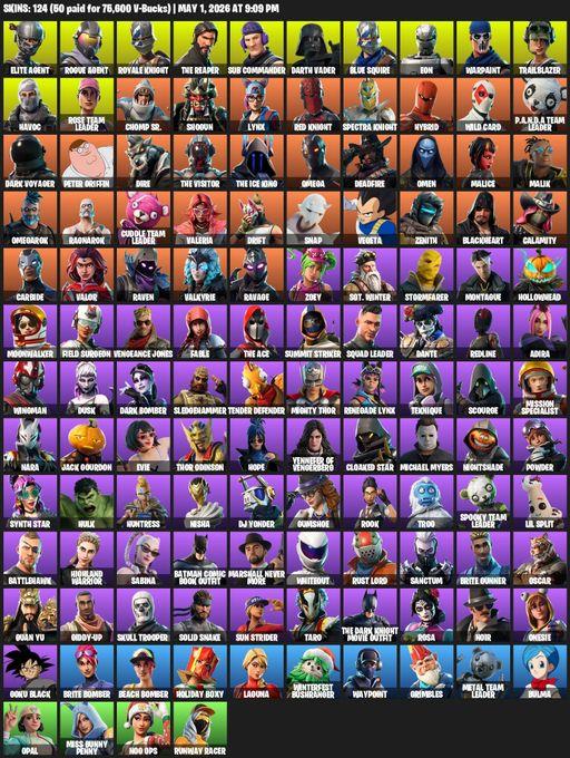 [PC/PSN] | 124 skins | Take The L | OG STW | Royale Knight | The Reaper | Elite Agent | Blue Squire | Omega | Rogue Agent | Sub Commander | Full Access