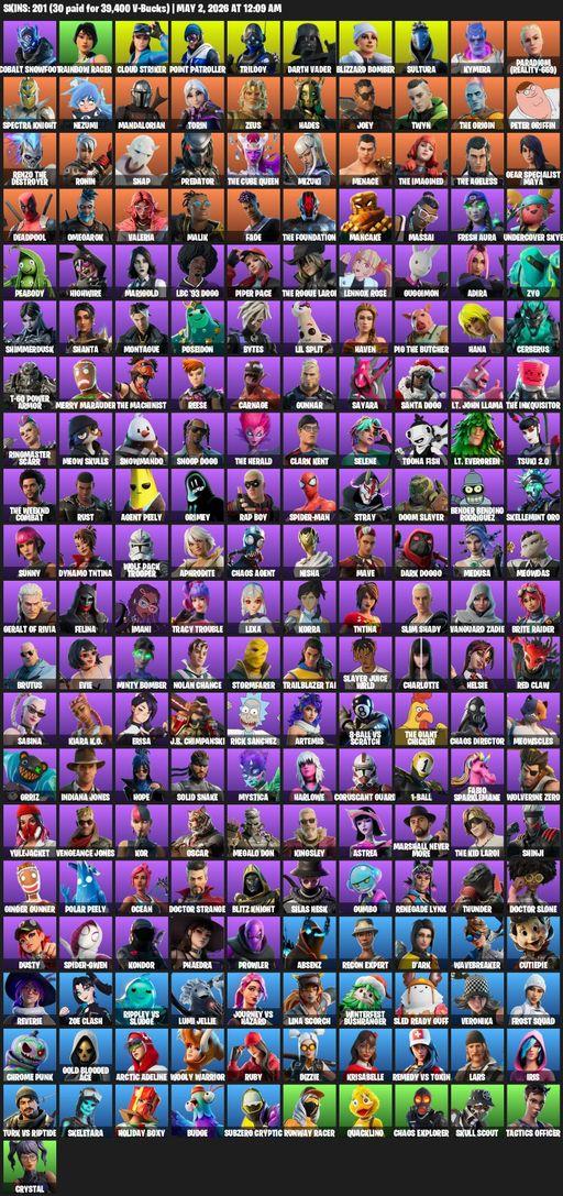 [PC/PSN/XBOX] | 201 skins | Cobalt Snowfoot | Rainbow Racer | Cloud Striker | Point Patroller | Trilogy | Darth Vader | Blizzard Bomber | Sultura | Full Access