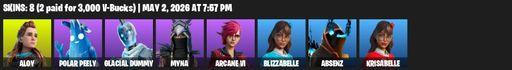 [PC/PSN/XBOX] | 8 skins | Aloy | Polar Peely | Glacial Dummy | Myna | Arcane Vi | Blizzabelle | Absenz | Krisabelle | Blade of the Waning Moon | Full Access