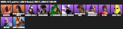 [PC/PSN] | 12 skins | Deadpool | Gear Specialist Maya | Shadow Skully | Shadowbird | Lt. Evergreen | Perfect Shadow | EARTH Master Cole | Meowscles | Full Access