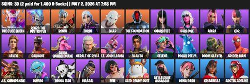 [PC/XBOX] | 30 skins | The Cube Queen | Renzo the Destroyer | Ronin | Torin | Snap | The Foundation | Charlotte | Harlowe | Adira | Kor | Haven | Full Access