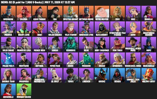 [PC/PSN] | 52 skins | Omegarok | Valeria | Kado Thorne | Era | Spectra Knight | Optimus Prime | Peter Griffin | Zeus | Mae | Isabelle | Medusa | Full Access