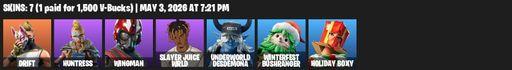 [PC/PSN/XBOX] | 7 skins | Drift | Huntress | Wingman | Slayer Juice WRLD | Underworld Desdemona | Winterfest Bushranger | Holiday Boxy | Rift Edge | Full Access