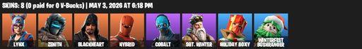 [PC/PSN/XBOX] | 8 skins | Lynx | Zenith | Blackheart | Hybrid | Cobalt | Sgt. Winter | Holiday Boxy | Winterfest Bushranger | Swag Smasher | Full Access