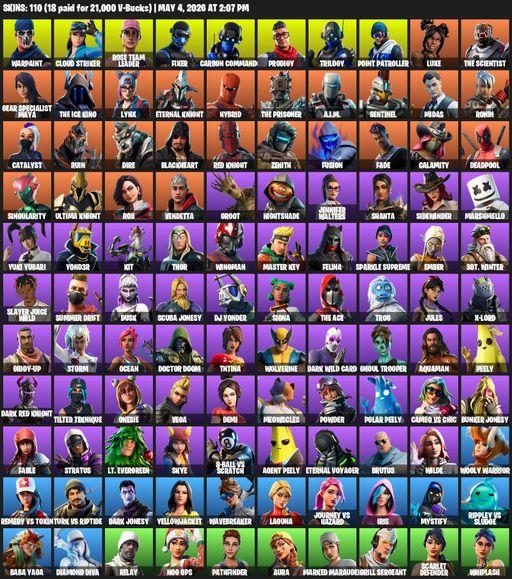 [PC/PSN/XBOX] | 110 skins | OG STW | Reaper Axe | Warpaint | Cloud Striker | Rose Team Leader | Fixer | Carbon Commando | Prodigy | Trilogy | Full Access