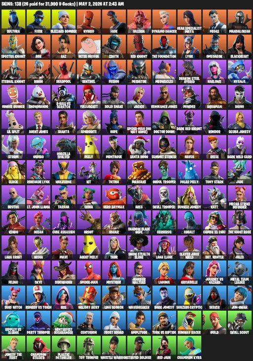 [PC/PSN/XBOX] | 138 skins | Lara Croft | Sultura | Fixer | Blizzard Bomber | Hybrid | Fade | Valeria | Dynamo Dancer | Gear Specialist Maya | Midas | Full Access