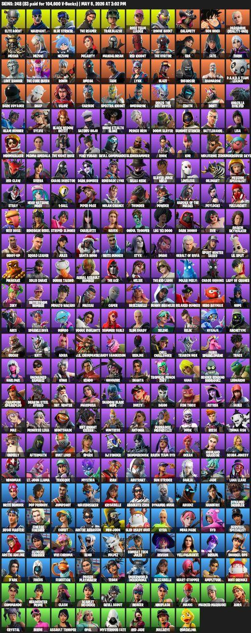 [PC/PSN/XBOX] | 248 skins | Take The L | OG STW | The Reaper | Elite Agent | Omega | Warpaint | Blue Striker | Trailblazer | Rose Team Leader | Full Access