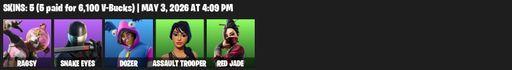 [PC/PSN] | 5 skins | Ragsy | Snake Eyes | Dozer | Assault Trooper | Red Jade | Snake Eyes Katana | Crescent Shroom | Simple Sledge | Ice Breaker | Full Access
