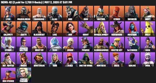 [PC/PSN/XBOX] | 42 skins | Lynx | Mandalorian | Ragnarok | A.I.M. | Dire | Ruin | Sentinel | Hybrid | Enforcer | Drift | Calamity | Zenith | Full Access