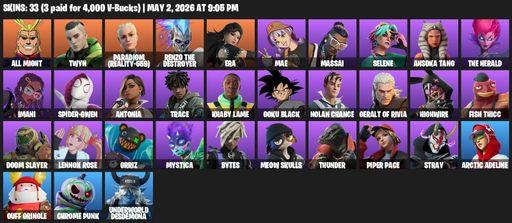 [PC/PSN/XBOX] | 33 skins | All Might | Twyn | Paradigm (Reality-659) | Renzo the Destroyer | Era | Mae | Massai | Selene | Ahsoka Tano | The Herald | Full Access