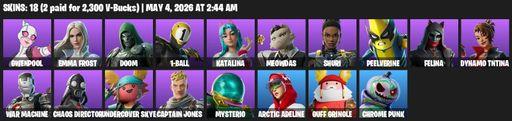 [PC/PSN/XBOX] | 18 skins | 1600 V-bucks | Gwenpool | Emma Frost | Doom | 1-Ball | Katalina | Meowdas | Shuri | Peelverine | Felina | Dynamo TNTina | Full Access