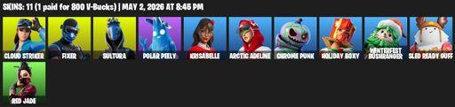 [PC/XBOX] | 11 skins | Cloud Striker | Fixer | Sultura | Polar Peely | Krisabelle | Arctic Adeline | Chrome Punk | Holiday Boxy | Full Access