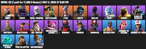 [PC/PSN/XBOX] | 23 skins | Drift | Raven | Skull Trooper  | Sky Stalker | Lynx | Zenith | Redline | Trog | Doggo | 8-Ball vs Scratch | Huntress | Full Access