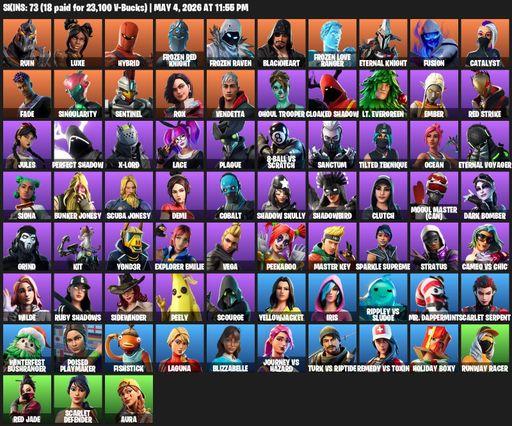 [PC/PSN] | 73 skins | Merry Mint Axe | Ruin | Luxe | Hybrid | Frozen Red Knight | Frozen Raven | Blackheart | Frozen Love Ranger | Eternal Knight | Full Access