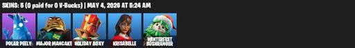 [PC/PSN] | 5 skins | 800 V-bucks | Polar Peely | Major Mancake | Holiday Boxy | Krisabelle | Winterfest Bushranger | The Destroyer's Destroyer | Full Access
