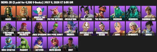 [PC/PSN/XBOX] | 25 skins | Hades | Zeus | Krusty the Clown | Pig the Butcher | Megalo Don | Yuki Yubari | The Machinist | Poseidon | Cerberus | Full Access