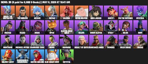 [PC/PSN/XBOX] | 35 skins | Renzo the Destroyer | The Ageless | Nezumi | Mizuki | Valeria | Peter Griffin | Eren Jaeger | Dusty | Pig the Butcher | Full Access