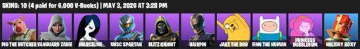 [PC/PSN/XBOX] | 10 skins | Pig the Butcher | Vanguard Zadie | Marceline | UNSC Spartan | Blitz Knight | Hairpin | Jake the Dog | Finn the Human | Full Access
