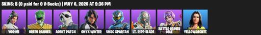 [PC/PSN/XBOX] | 8 skins | Yoo-mi | Green Ranger | Agent Patch | Onyx Winter | UNSC Spartan | Lt. Ripp Slade | Battle Gamer Mae | Yellowjacket | Full Access