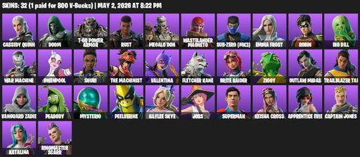[PC/PSN/XBOX] | 32 skins | Cassidy Quinn | Doom | T-60 Power Armor | Rust | Megalo Don | Wastelander Magneto | Sub-Zero (MK3) | Emma Frost | Robin | Full Access